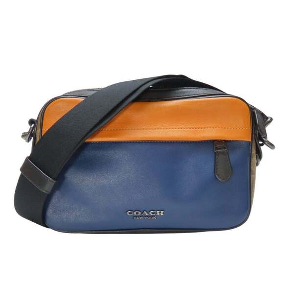 Coach Shoulder Bag 89899 Camera Signature Leather Navy Multicolor Men's COACH